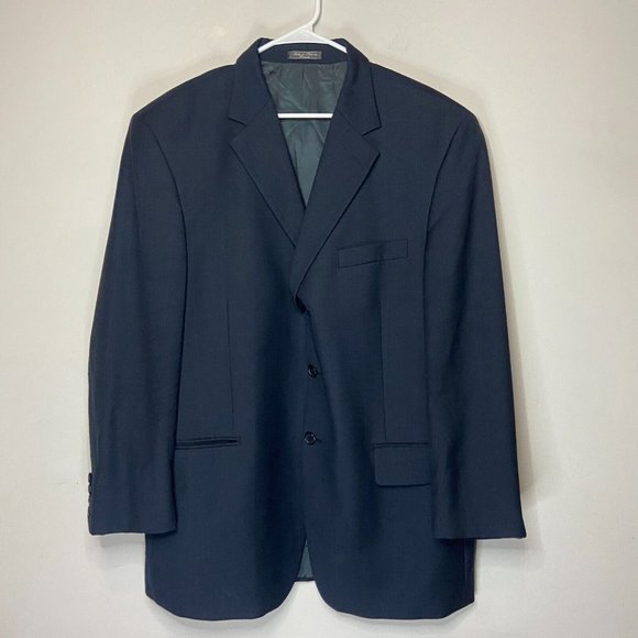 Loro Piana Men 46R Suit Jacket 3 Button Blue Plaid 100% Wool Sport Coat Lined - Picture 1 of 12